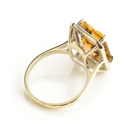 14K. SOLID GOLD RING WITH DIAMONDS & CITRINE - Picture 4 of 7